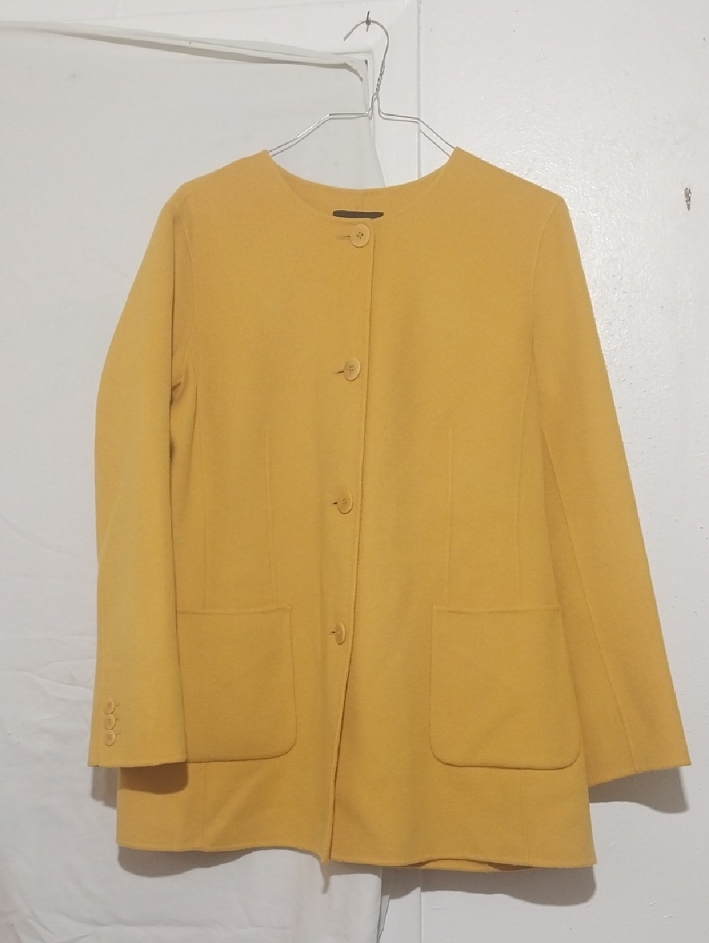 Talbots Mustard Yellow Single-Breasted Pea Coat